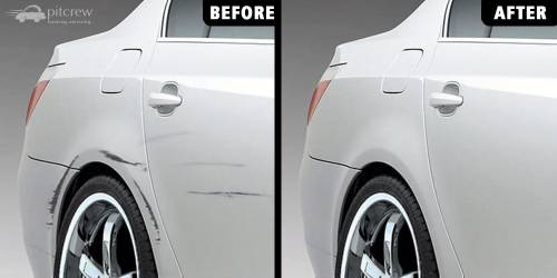 Car Mechanic Fixes Dents and Scratches on Car